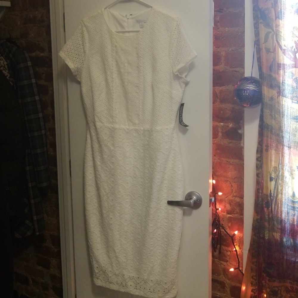 New York & Company White Spring Crochet Dress